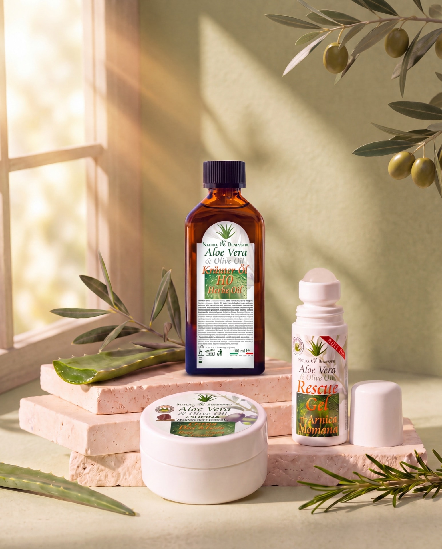 Roll-on Rescue, crème visage et huile 110 herbes de la gamme professionnelle